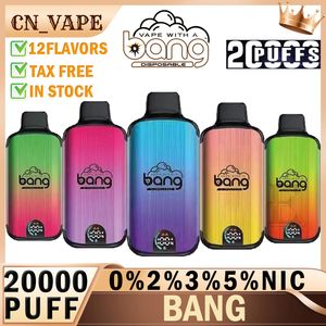 Orijinal Bang 20000 Puffs 20K Puff 20000 Akıllı Ekran Elektronik Sigara Vape Tek Kullanımlık 0% 2% 3% 5% 25 ML PREFLEFLED POD 650mAH Şarj Edilebilir Pil Vaper Puff 20K