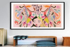 Alice Harikalar Diyarı Sanat Baskı Tuval Boyama Renkli Poster ve Baskı Duvar Sanatı Resim Modern Kız Oda Dekorasyonu6663788