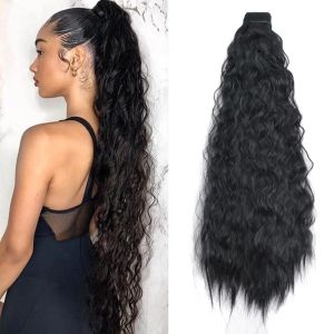 Ponytails Ponytails Dindong Syntetyczny Kinky Curly Ponytail 12 '' Klip we włosy kucyka czarny brązowy czerwony owink