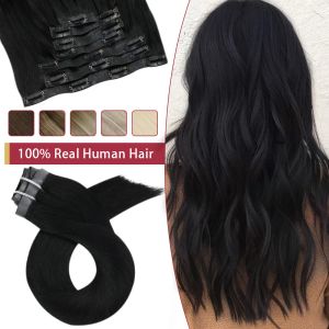 Extensions Moresoo Seamless Pu Clip in Human Hair Extensions 1422 Inch Hair Straight Machine Remy Brasilian 7pc 100g Natural Invisible