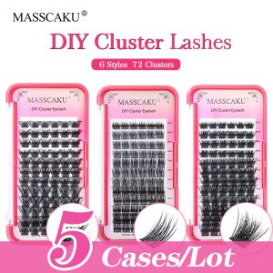 Eyelashes MASSCAKU 5cases/lot Handmade Fast Dry Fake Eyelashes Extension Segmented Individual Heat Bonded Cluster Super Natural Lashes