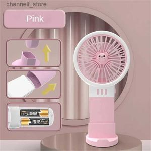 Fãs elétricos novo ventilador portátil dos desenhos animados suporte do telefone pequeno ventilador de mão mini ventilador usb para acampamento ar condicionado coolery240320