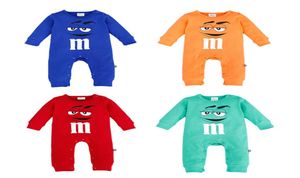 2019 New Cartoon Newborn baby M beans Rompers 4 Colors Long Sleeve Jumpsuits kids Clothes M2575770757