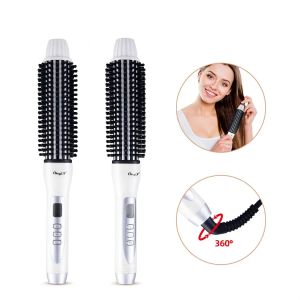 Borstar CKEYIN Electric Hair Brush Tourmaline Ceramic Curling Rätborste för kvinnor LCD -skärm Styling Rättare Hot Comb