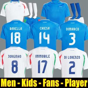 3XL 4XL Italia hayranları oyuncu 24 Bonucci Futbol Forsa Jorginho Insigne Verratti Erkekler Futbol Gömlekleri Chiesa Barella Chiellini Pellegrini Italys Yılı Sanniversary