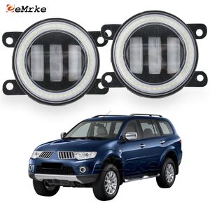 EEMRKE LED-Nebelscheinwerfer-Baugruppe 30 W/40 W + Angel Eyes DRL für Mitsubishi Pajero Sport II / Challenger 2008 2009 2010 2011 2012 mit klarer Linse, Auto-Tagfahrlicht, 12 V