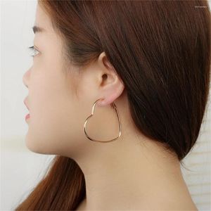 Hoop Earrings Simple Howllow Heart For Women Trendy Korean Style Oversized Party Jewelry Accessories Gifts Cool Things