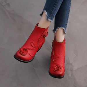 Buty nowe jesienne zimowe botki boczne zamek błyskawiczne grube buty na pięcie ręcznie robione ludowe damskie buty mody butów but botas mujer