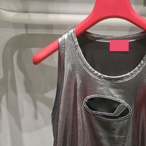 Hollow Büst Kadın Singlet Tank Tops Lüks Tasarımcı Kolsuz Yelek Tops Seksi Yaz Parlak Kadın Singlets