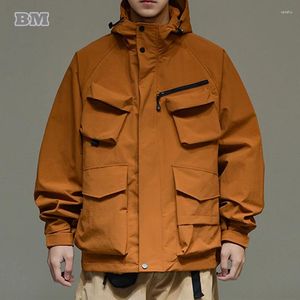 Giacche da uomo Streetwear giapponese Trend Giacca a vento da esterno Giacca con cappuccio cargo Abbigliamento da uomo Felpa con cappuccio casual Harajuku Cappotto multitasche da uomo