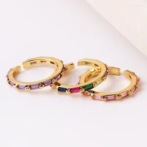 Cluster Ringe Mode Bunte Zirkonia Edelstahl Regenbogen Für Frauen Charme Bling Luxus CZ Zirkon Schmuck