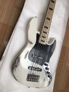 Guitar Custom quality 5 string jazz electric bass,Heavy handmade relic,Active electronic equipment,free delivery