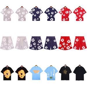 2024 Designer Camisetas Denims Cottons Tees Homens Lágrima Top Floral Casual Shorts Manga Camisa Luxurys Roupas High Street Shorts Tracksuit