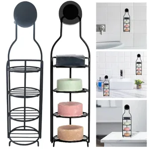 Kitchen Storage 4 Tier Shampoo Bar Holder With Suction Cup Wall Mounted Soap Caddy No Drilling Shelf Rustproof For Bathroom