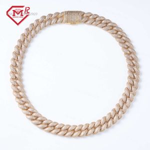 Sier 10 mm Diamond Cut Rope Hip Hop Mens Mirco Pave Iced Out Chain Moissanit Miami Cuban Link