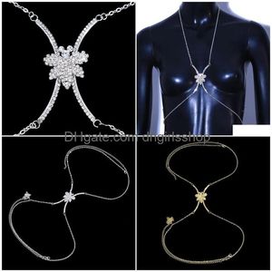 Other Y2K Shiny Bee Trendy Chest Bracket Harness Bra Chain Top Punk Crystal Body Jewelry Necklace For Women Summer Party 221008 Drop D Dhreo