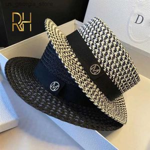 Breite Krempe Hüte Eimer Hüte RH Damen Str Hut Flat Top Sonnenschutz Hut M Marke Sonnenhut Elegant Outdoor Atmungsaktive Hohl Mesh Reise Hut RH Y240320