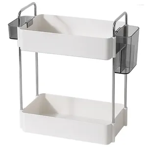 Contenitori per cucina 2 livelli Vanità per bagno Doppio ripiano Espositore per cosmetici Espositore per cosmetici Bancone da toilette da tavolo