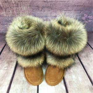 Botlar Yeni Varış Orijinal Deri 2022 Big Fox Fur Kadın Kar Botları% 100 Doğal Kürk Kar Botları Sıcak Kadın Kış Botları