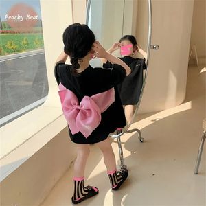 Fashion Baby girl Princess Dress Infant Toddler Child Casual Short Sleeve Bow Back Tees Vestido Summer Casual Baby Clothes 1-10Y 240319