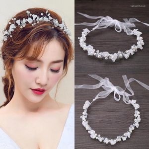 Hair Clips Crystal Pearl Flower Vine Band Headband Tiara For Women Bride Girl Rhinestone Wedding Bridal Accessories Jewelry