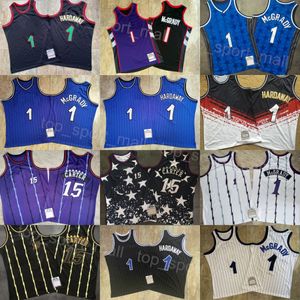 1993 1994 1995 Maglia da basket vintage autentica Tracy McGrady 1 Vince Carter 15 Penny Hardaway 1 Maglia ritorno al passato 1998 1999 2000 2001 2003 Retro Stripe Stitched