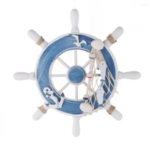 Decorative Figurines Mediterranean Ship Rudder Decoration Nautical Boat Wheel Helm Wooden Craft Home Accessories Listing