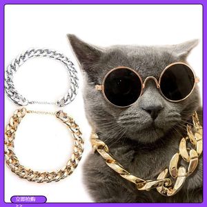 Sier Necklace Jewelry Imitation Cat and Dog Big Gold Chain Pet Accessories