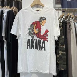 Erkek Tişörtler Moda Vintage Tee Gevşek Çizgi Çizgi Mekanik Kol Baskı Sokak Giyim Yüksek Kalite Çizgi Karakterler Erkek Üstler J240319