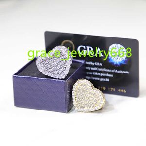 Hot sale heart shape 18K gold plated baguette cut VVS moissanite stones with 925 sterling silver hip hop rings jewelry