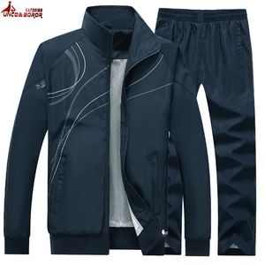 Wiosenna jesień męska odzież sportowa destywagi dwupoziomowe Dwuczęściowe spodnie kurtki Jogger Set Pants Casual Tracksuit Men Gyms Bluza 240306