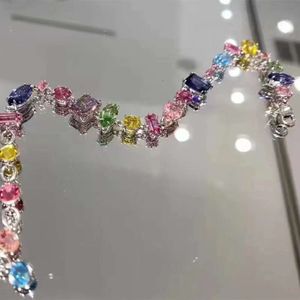 Luxury Jewery Swarovskis Armband New Gema520 Armband Womens Rainbow Glittering Crystal Candy Armband Swarovski Crystal