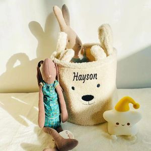 Backpack Personalized Name Cute Bear Storage Basket Embroidered Baby Item Bag Diaper Sorting With Customized