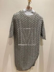 女性のドレス春と夏のコットンブルネロラウンドネック半袖ドレス