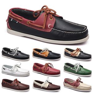 Sapatos casuais masculinos preto lazer prata taupe dlives marrom cinza vermelho verde andando baixo macio multis couro masculino tênis ao ar livre formadores sapatos de barco respirável aa077