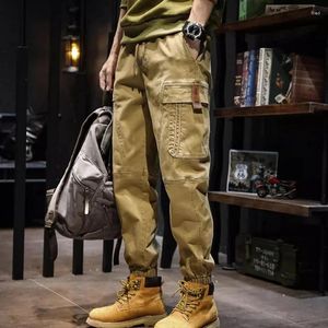 Men's Pants American Retro Paratrooper Autumn Solid Color Large Pocket Outdoor Trend Wide Leg Workwear Unisex