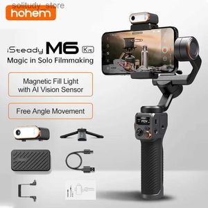 Stabilizers Hohem iSteady M6 3-axis universal joint stabilizer foldable selfie stick with application control and magnetic fill light suitableQ240320