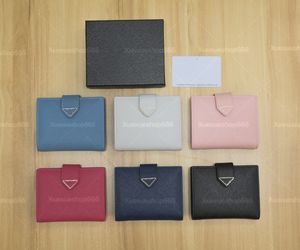 Varumärkesväskor Kvinnor Korta plånböcker Luxury Designer Hasp Thin Card Bags Coin Purses Pouch Bags Classic Metal Triangle Letter flera plånböcker Dam Kopplingar Purs Pures