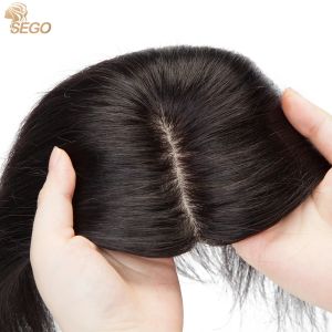 Toppers SEGO 10x12cm Silk Base 2.5x9cm Hair Toppers 100% Human Hair Pieces For Women Hairpiece 4 Clips In Hair Extensions