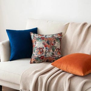 Pillow Jacquard Floral Cover 45x45cm Decoration For Sofa Couch Bed Chair Living Room Bedroom Square Zipper Open