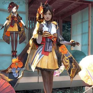 cosplay Anime Costumes Genshin Chiori role-playing in Japanese kimono Genshin Impact Chiori role-playing with props for Halloween role-playingC24320
