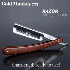 Gold Dollar 208 Gold Monkey 777 666 Classic Steel Straight Edge Salon Barber Shaving Razor Shaving Shaving Razor Barber Tools 240314