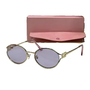 2024 Hochwertige Mui-Designer-Sonnenbrille, ovale Beschichtung, Gold, Vollformat, Damen-Sonnenbrille, Herrenmode, Outdoor, lässig, UV400-Schutz, Sonnenbrille, praktisch, FA0100 E4