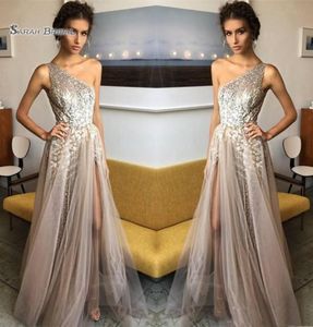 2019 One Shoulder Aline Squined Prom Dresses Tulle Evening Wear in S Highend Everense Dress4995740