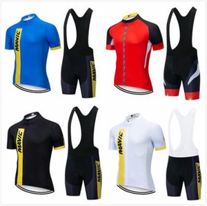 Equipacion Ciclismo Ny Mavic Short Sleeved Bib Cycling Jersey kostym Bicycle Men Kvinnor Fuktighet Wicking Outdoor Clothes Polyester Q7880948