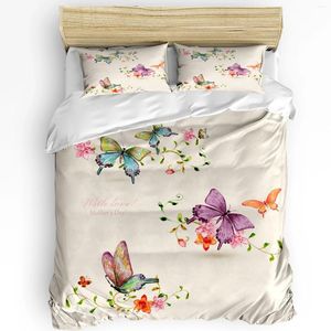 Комплекты постельного белья с бабочками и цветами в винтажном стиле, комплект из 3 предметов для спальни, двуспальная кровать, домашний текстиль, пододеяльник, пододеяльник, наволочка