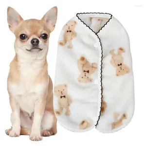 Hundkläder valpkläder för vinterfleece husdjur varm flanell kappa reversibel jacka med björntryck