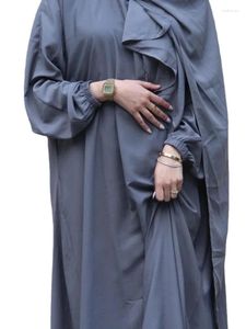 Etniska kläder ramadan eid klänning femme 2024 dubai för kvinnor 14 färger enkel vanlig hoody abaya islamisk med hijab ansluten