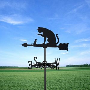 1 Pc Cat And Mouse Weathervane Silhouette Art Black Metal Wind Vanes Outdoors Decorations Garden For Roof Yard Building 240318