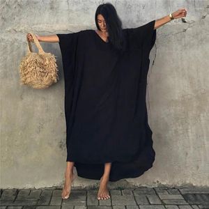 Übergroßer, solider Bikini-Überwurf für Damen, Sommer-Maxikleid, Robe, Strandtunika, Kaftan, Übergröße, Badeanzug